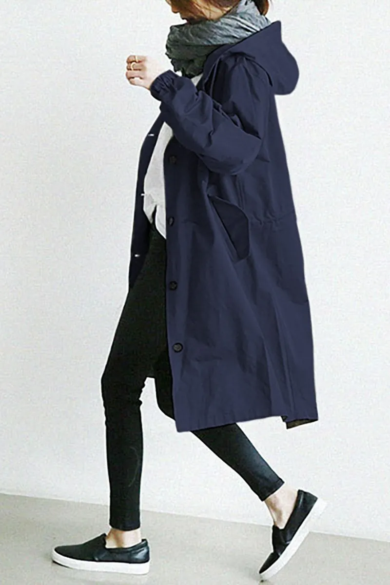 WATER RESISTANT OVERSIZED HOODED WINDBREAKER RAIN JACKET