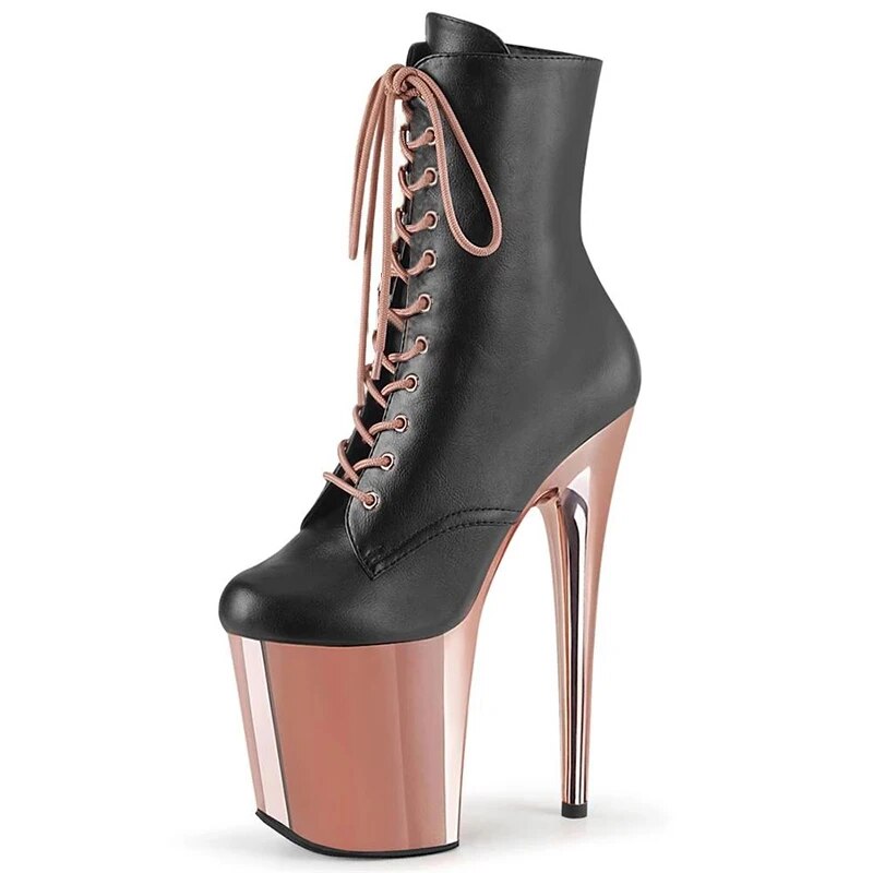 VCshoes Lace Up Red Black Platform Boots Stripper Heels 20cm Gothic Big Size Nightclub Cross Dress Exotic Dancer Strip Pole Dance Womens