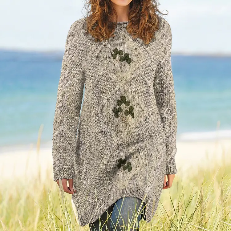 Women's Irish Clover Jacquard Sweater Dress