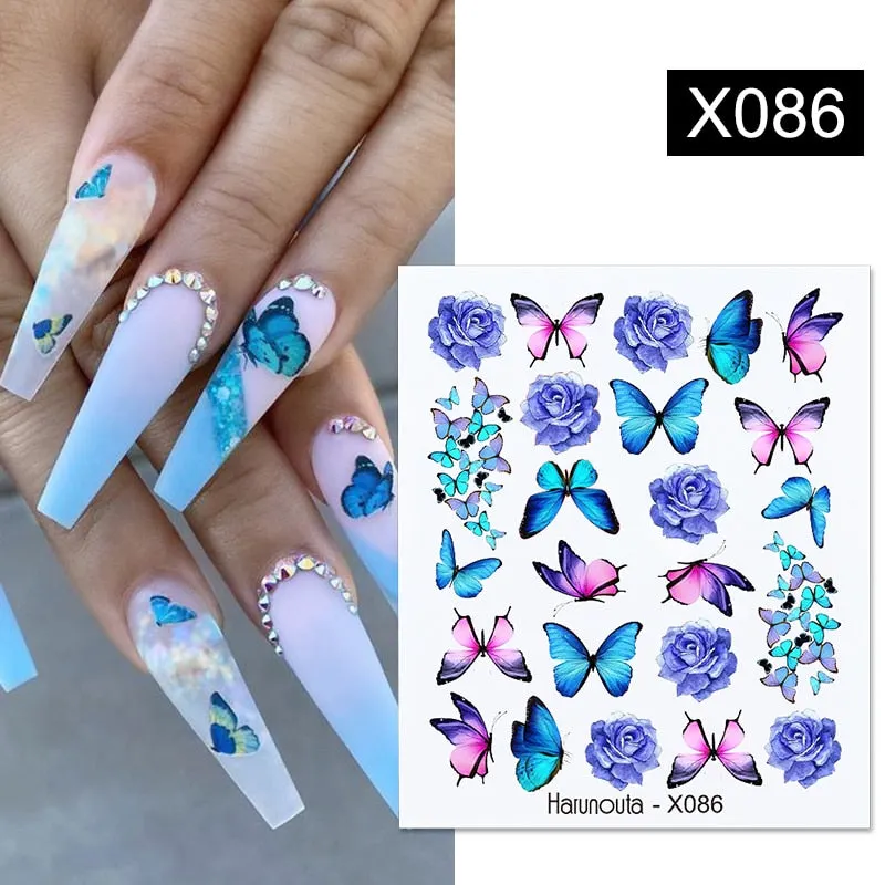 1Pc Spring Water Nail Decal And Sticker Flower Leaf Tree Green Simple Summer DIY Slider For Manicuring Nail Art Watermark
