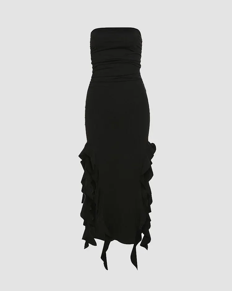 double lined tube dress Tinsley Tube Dress, in Black Luxe Satin | Show Me Your Mumu