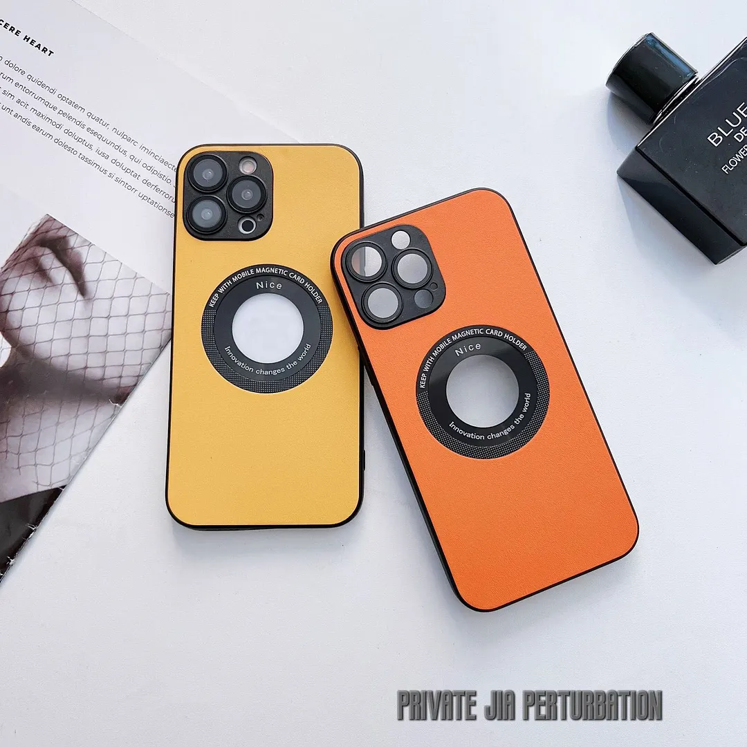 For iPhone13/14 Series Magnetic Hollow Logo Mobile Phone Case