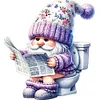(Small Size)Gnome Goes To Toilet - 18CT Stamped Cross Stitch - 25*25cm