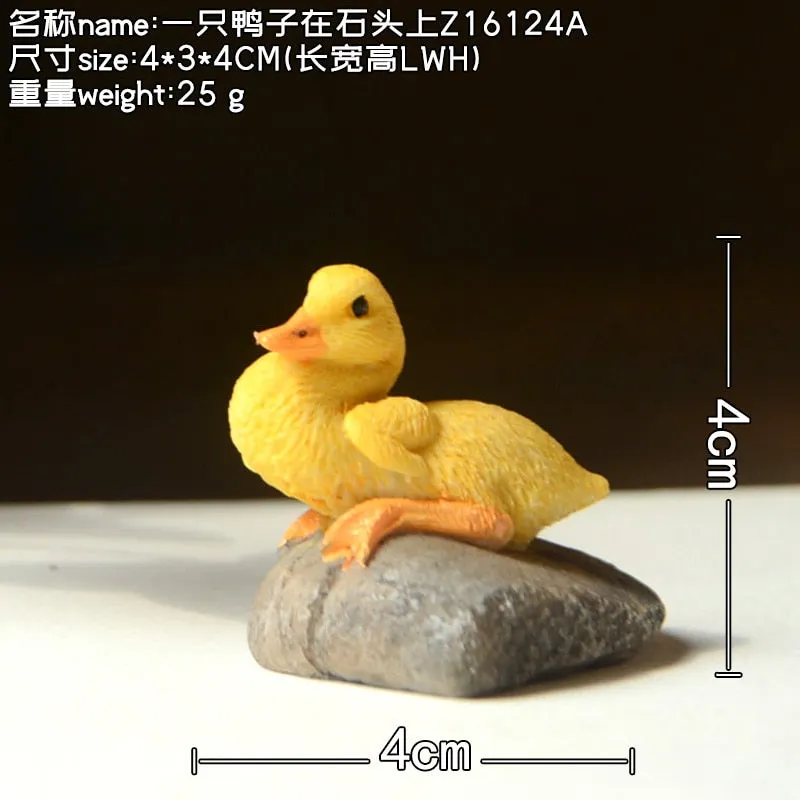 Creative Little Yellow Duck Ornament Lovely Resin Simulation Animal Micro Landscape Flower Pot Decoration Miniature Fairy Garden