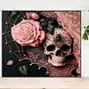 Skull Pink Roses-Full Round Diamond Painting 50*60CM