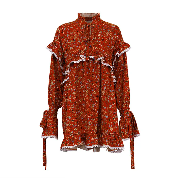 Uveng Uveng Women's Wear 2023 Spring And Summer New Print Dress Fashion Horn Sleeve Tie Short Skirt Children