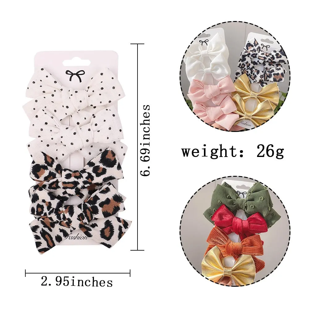 4Pcs/set 2021 New Leopard Print Hair Clips For Cute Girls BB Boutique Hairpins Bowknot Barrettes Headwear Kids Hair Acesssories