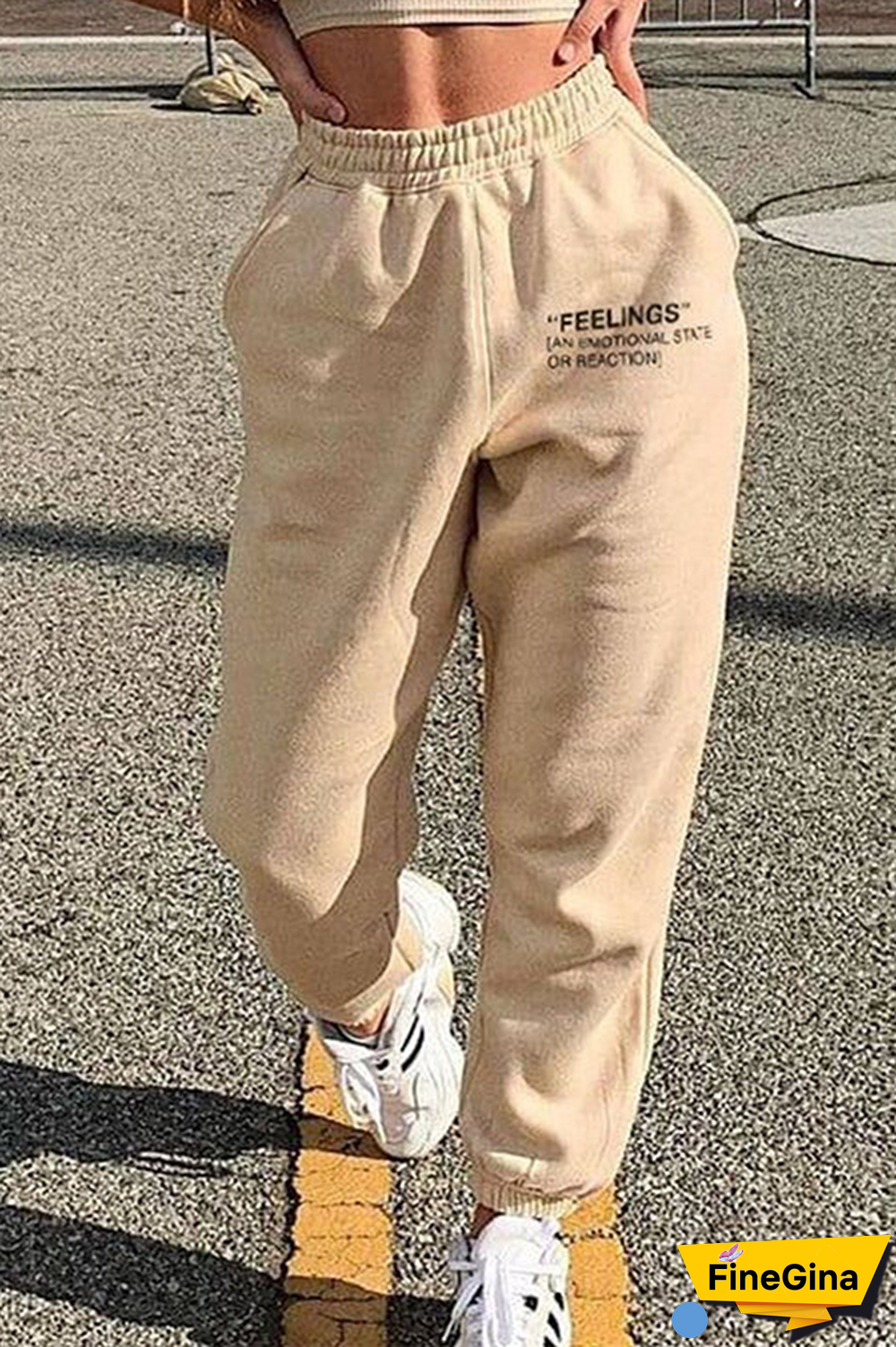 Casual Street Letter Split Joint Pocket Loose Positioning Print Bottoms