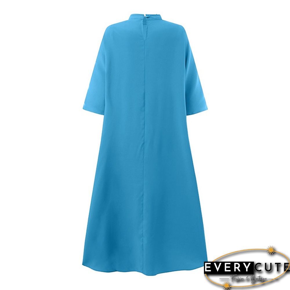 VONDA Women Half Sleeve Irregular Hem Pleated Dress Casual Loose Holiday Long Dresses Vestidos Plus Size 4#