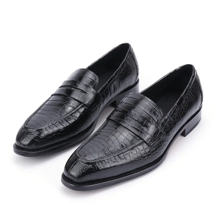 Men&lsquo;s Luxury Real Crocodile Penny Loafers Goodyear Welt with Leather Sole &ndash; Custom Handmade