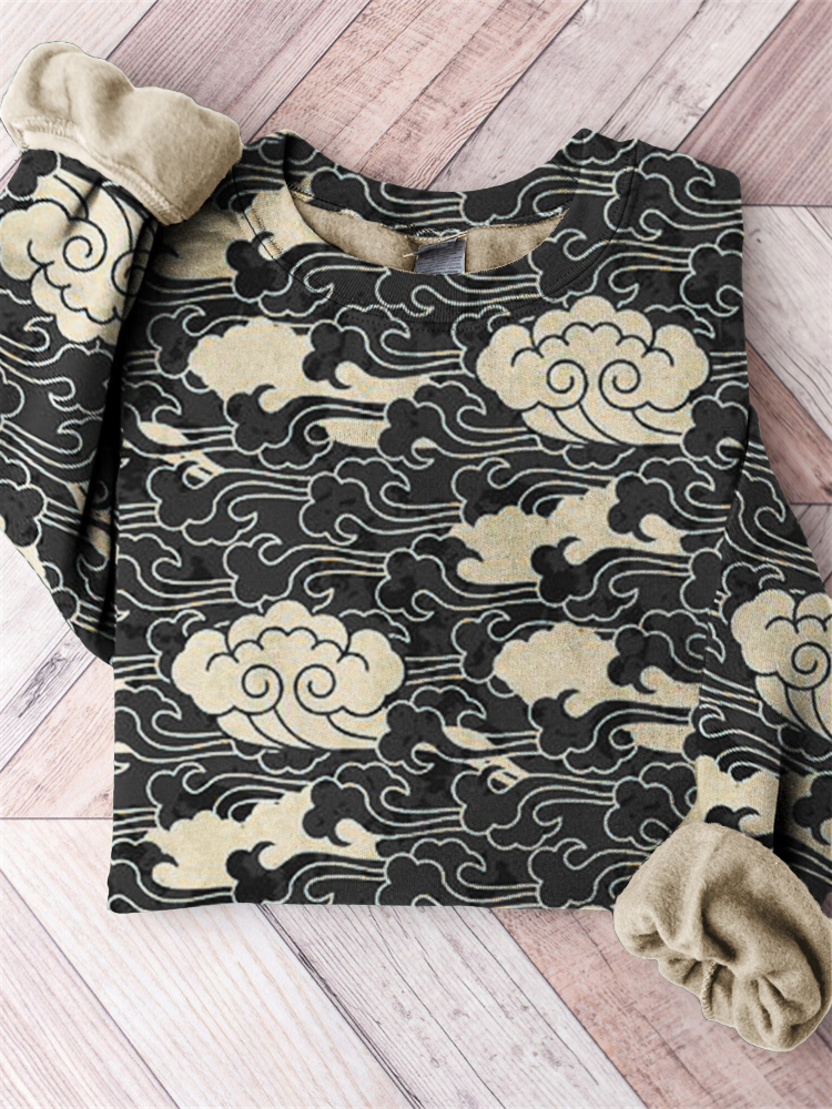 Clouds Ancient Japanese Pattern Comfy Sweatshirt elevenforest