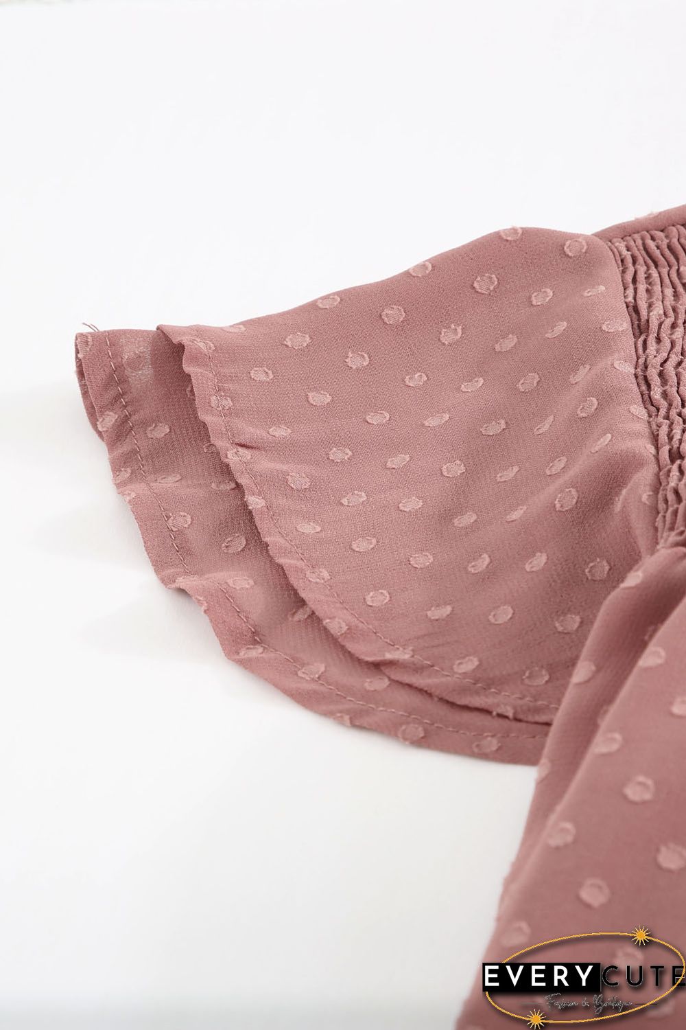 Tiered Sleeve Frilled Neck Dotted Top