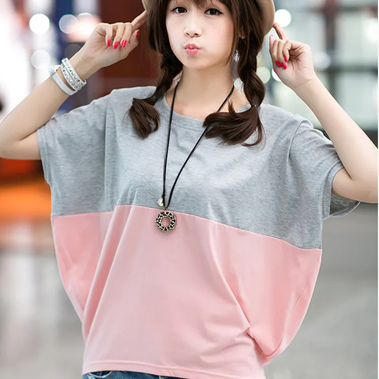 Brownm Brownm Summer Korean Version Plus Size Women's Loose Bat Shirt Student Women's Short Sleeve T-Shirt Fat Mm Summer T-Shirt Fashion