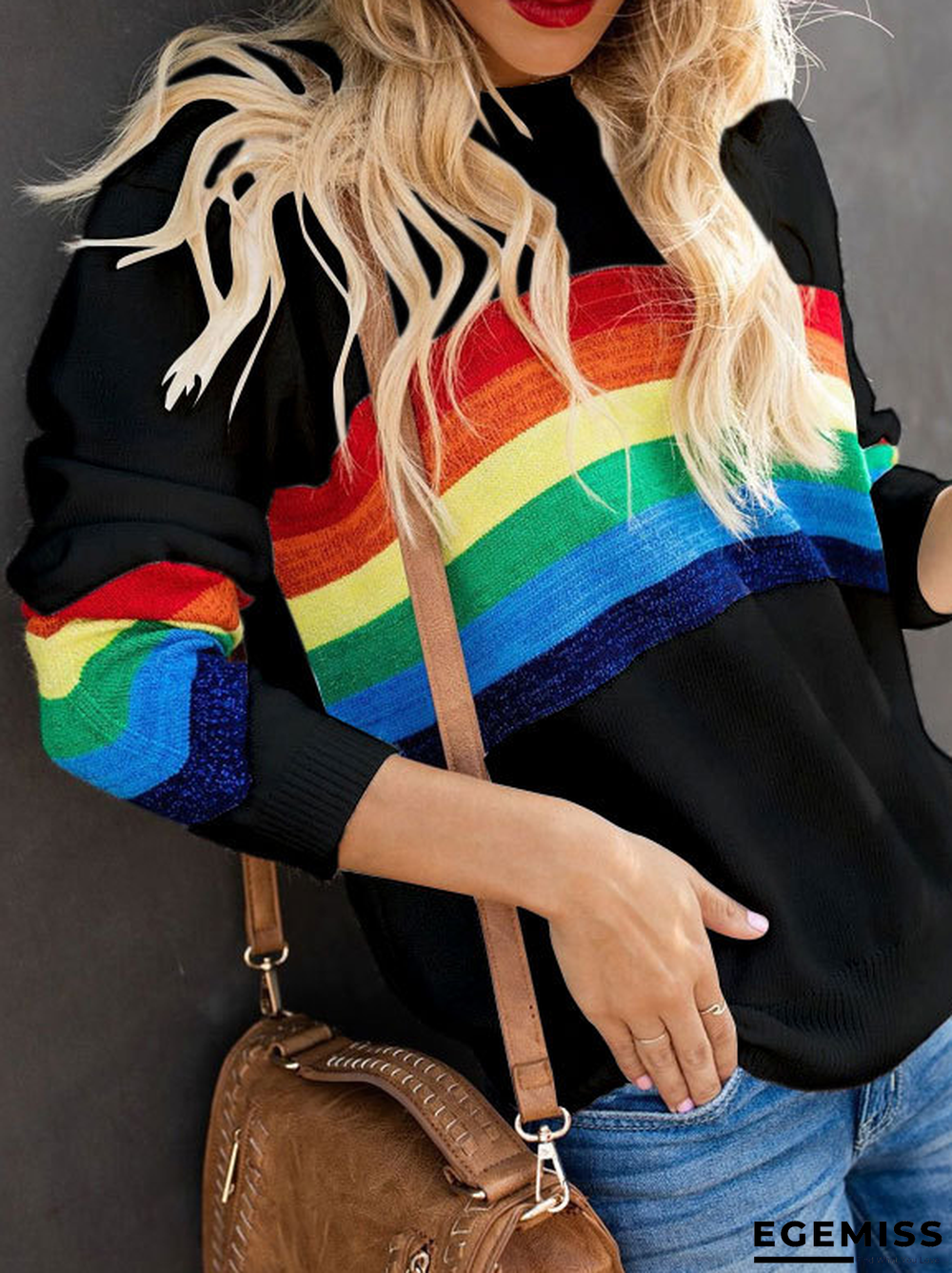 Holiday Cotton-Blend Crew Neck Long Sleeve Sweater | EGEMISS