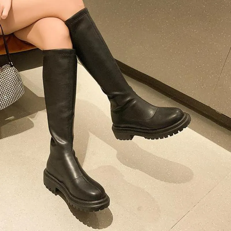 Winter Long Band Women's 2022 Boots Knee High Luxury Platform Shoes Ytmtloy Zipper Round Toe Square Heel Botines De Mujer Sexy