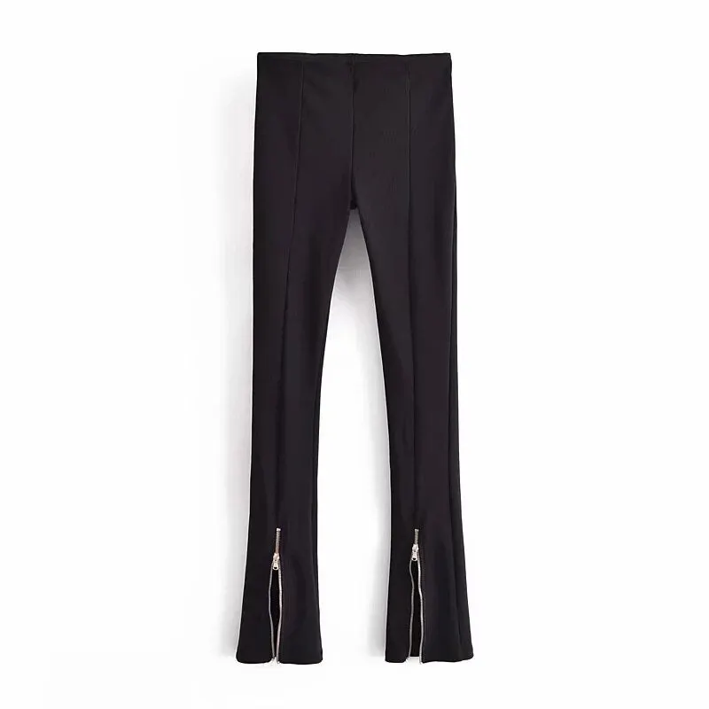 Za Women's Pants Pencil Pant Bodycon Trousers Black High Waist Female Slim Zipped Casual Pant Skinny Elastic Waist Long Pant trf