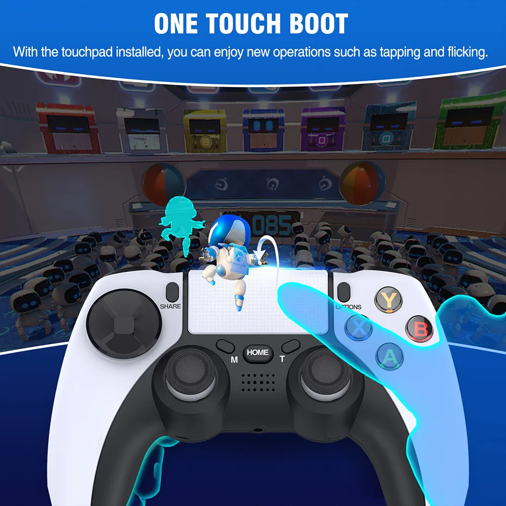 Wireless Controller Compatible with PS4/PS4 Pro/PS4 Slim, DinoFire Pro Controller with Advanced Buttons Programming/Enhanced Dual Vibration/Stereo Headset Jack/6-Axis Gyro Sensor /Turbo/Macro Function