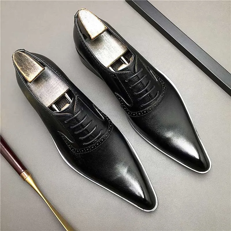 formal dress shoes black Men's Standard Toe Laced Dress Shoes, 7 main image 1