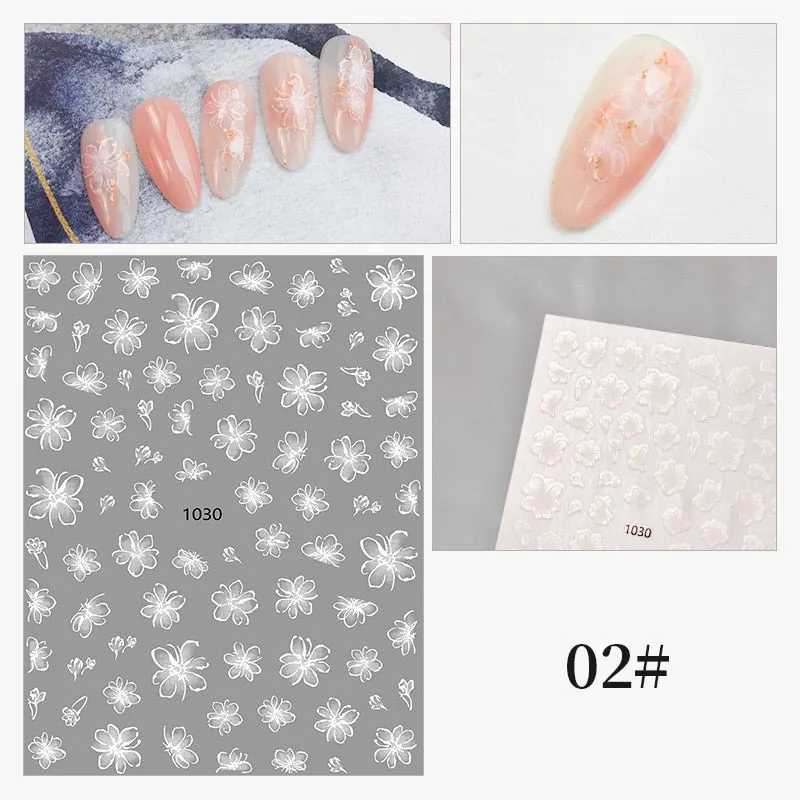 1 Sheet Christmas 5D Nail Stickers Gold And Sliver Snowflakes Transfer Nail Decals Slider Decoration For Manicuries