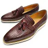 Luxury Men's Black Tassel Leather Loafers