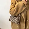 Fashion Plaid Pattern Crossbody Purse Women Woolen Shoulder Bag (Coffee)