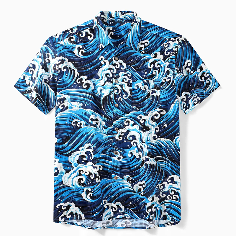 Hawaii Vacation Japanese Ukiyoe Wave Short Sleeve Shirt  artssus