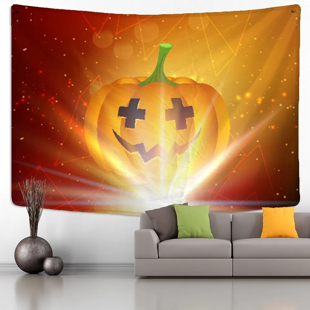 Scary Pumpkin Halloween Wall Hanging Tapestry Halloween Party Wall Cloth Tapestries Psychedelic Tapiz Witchcraft Tapestry