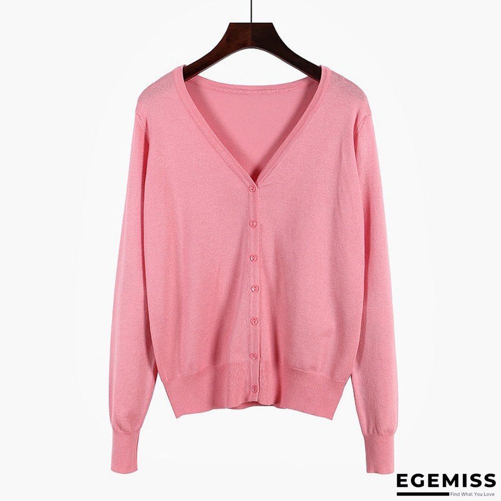 Cardigan Long Sleeve V Neck Air Conditioned Shirt Slim and Simple | EGEMISS