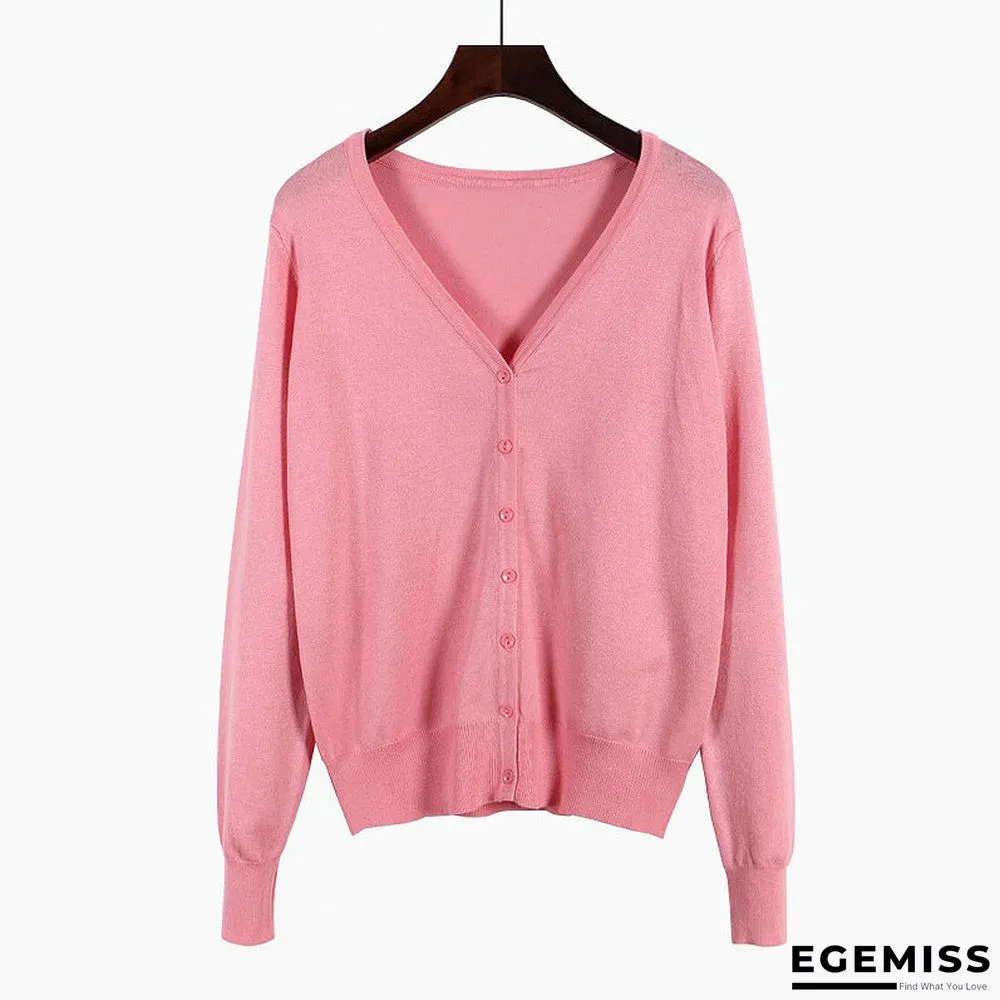 Cardigan Long Sleeve V Neck Air Conditioned Shirt Slim and Simple | EGEMISS