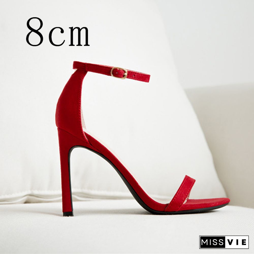 Women Sandals Shoes High Heels Leather Peep Toes Buckle Strap Woman Party Shoes Plus Size Spring Summer Fashion New
