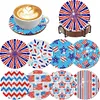 A Set (8Pcs) Wooden Red And Blue Pattern - 5D DIY Craft Coaster