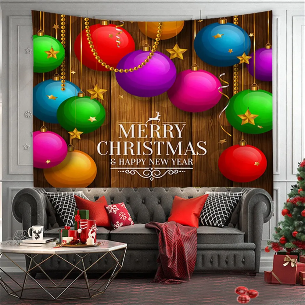 Merry Christmas Tapestry Wall Hanging Christmas Tree Fireplace Wall Cloth Tapestries Psychedelic Boho Decor Wall Tapestry Carpet