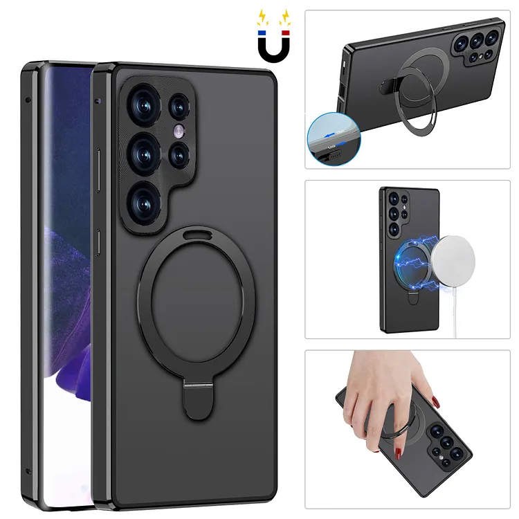 Applicable For Samsung Galaxy S22/S23Ultra Wanciwang Metal Magnetic Absorber Folding Stand Phone Case