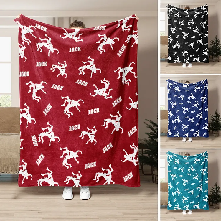 Personalized Wrestling Blanket, Custom Soft Cozy Blankets | BKKid334