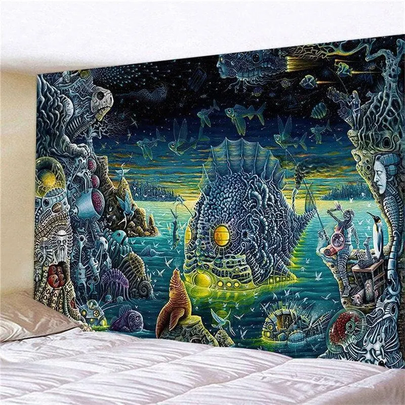 Abstract Red Mushroom Tapestry Wall Hanging Psychedelic Hippie Tapiz Art Background Cloth Mattress Home Decor