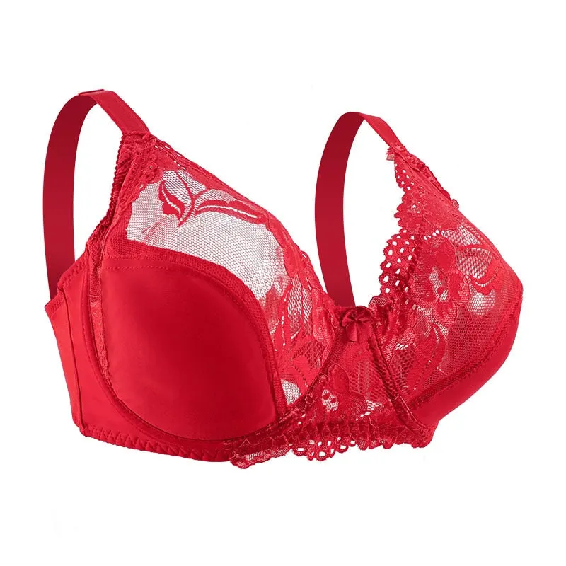 E F Cup Women Lace Bras Plus Size Bra Female Underwear Ultra-Thin Perspective Bralette Underwire Brassiere Sexy Lingerie