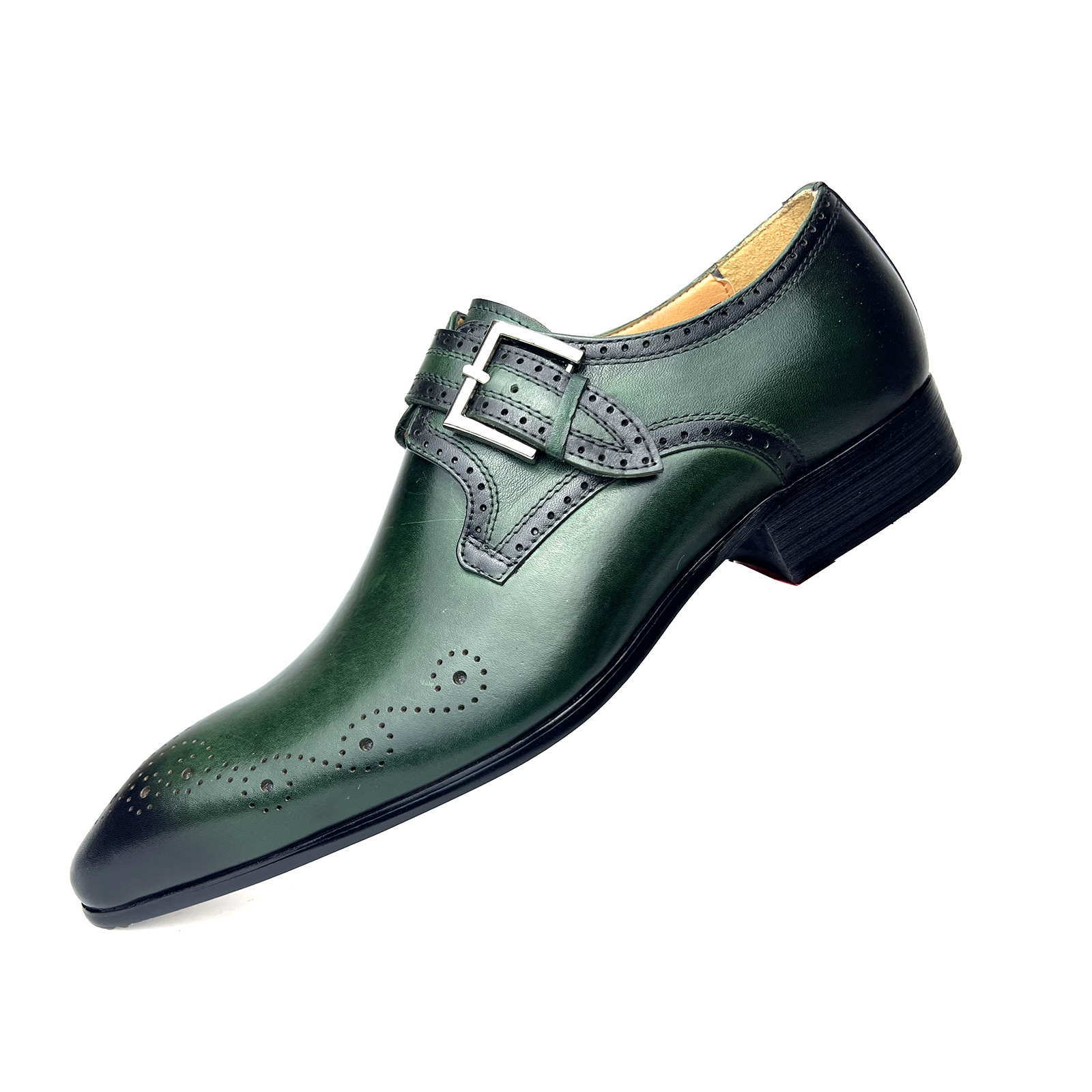 GOOSHOE Monk Strap Leather Business Dress Shoes For Men With Buckle