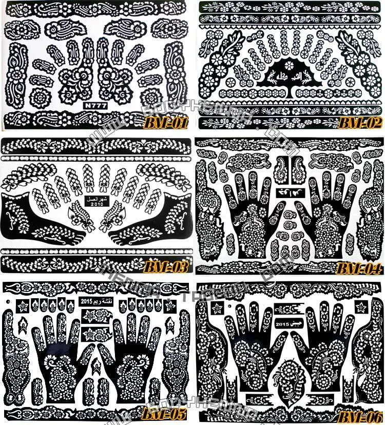 1 piece bih Temporary Tattoo Stencil Henna tatoo paste 24models Template professional 2018 new Painting Kit supplies sexy paint