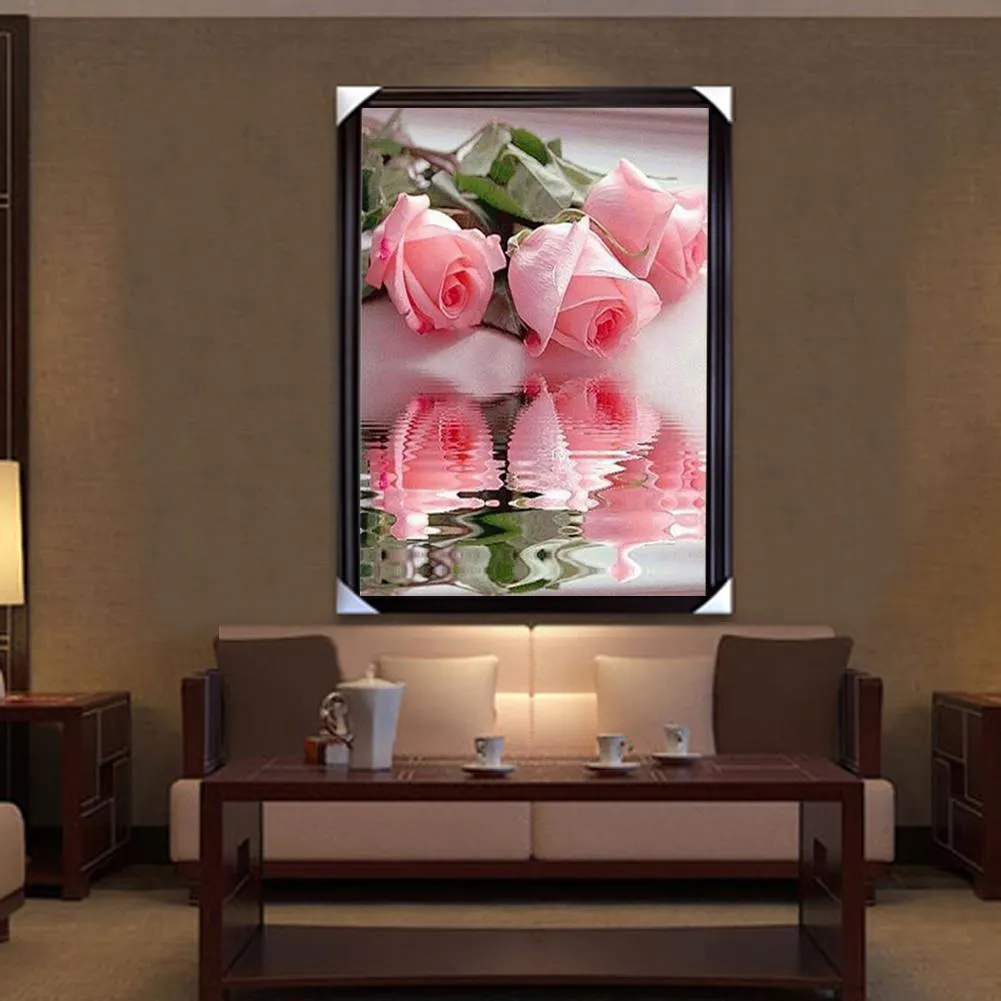 Diamond Painting - Partial Round Drill - Pink Rose(40*30cm)