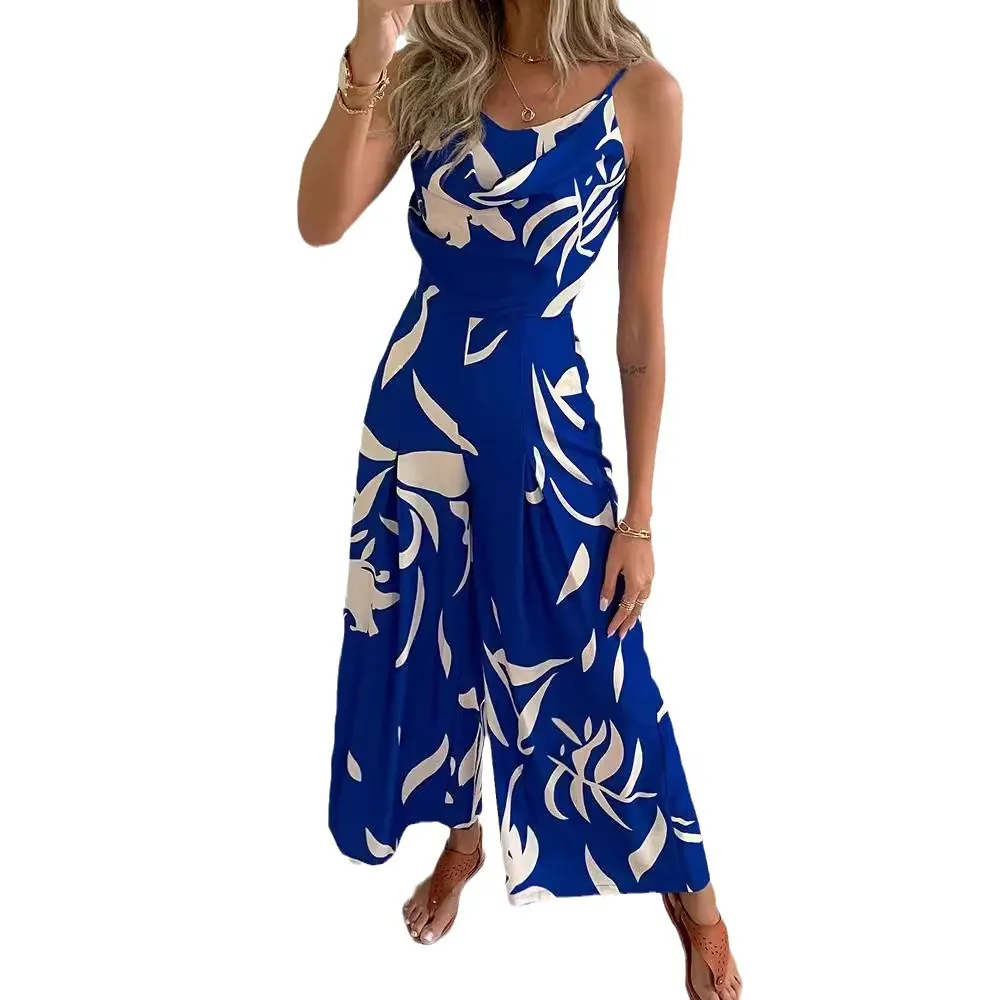 Churchf Women's Style Summer Print Slip Trousers Jumpsuit