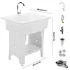 [US Local Warehouse] Freestanding Utility Sink Plastic Wash Basin w/ Washboard & Faucet Laundry Pool Laundry Tub Kit for Room Basement Garage