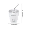 Double Wall Insulated Coffee Cup with Straw 304 Stainless Steel Beer Mug (White)