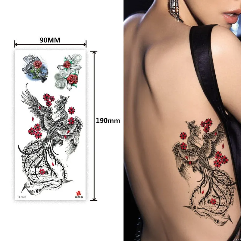 1~8 pieces of animal plants wolf bear bird art tattoo stickers disposable waterproof temporary tattoo stickers for men and women