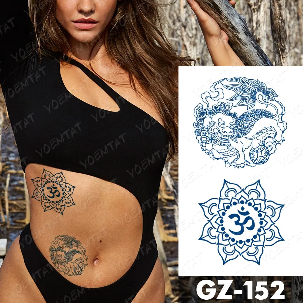Juice Lasting Waterproof Temporary Tattoo Sticker Rose Butterfly Moon Sun Diamond Heartbeat Wave Flash Fake Tattoos Ink Body Art