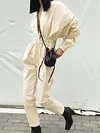 Plunging Puff Sleeves Jumpsuits