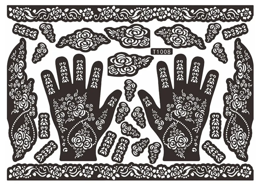 1pc new KD22 Tattoo Template hands/feet henna tattoo stencils for airbrushing professional mehndi new Body Painting Kit supplies