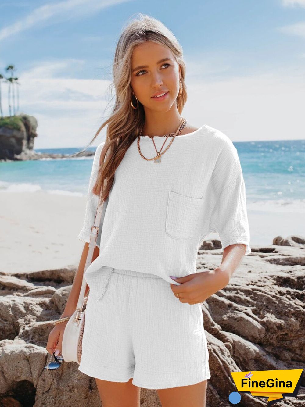 Summer Cotton And Linen Casual Suit Women's Short-sleeved Shirt Shorts 2-piece Set Of Fashion Simple Holiday Style Home Clothes