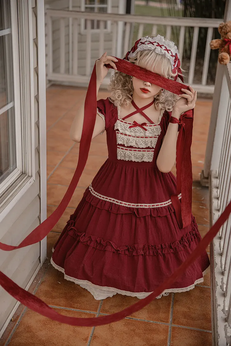 Gothic Lolita Harajuku Style Clothing Lolita Japanese Style Soft Girl Short Sleeve Op Dress