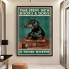 Time Spent With Books&Dogs It Never Wasted-11CT Stamped Cross Stitch 40*60cm(Big Size)