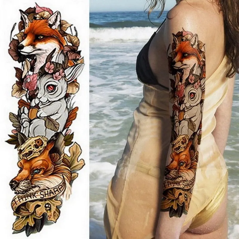 large temporary tattoos for women men full arm tattoo sticker sleeve thigh big body art decal black waterproof fake tatoo flower